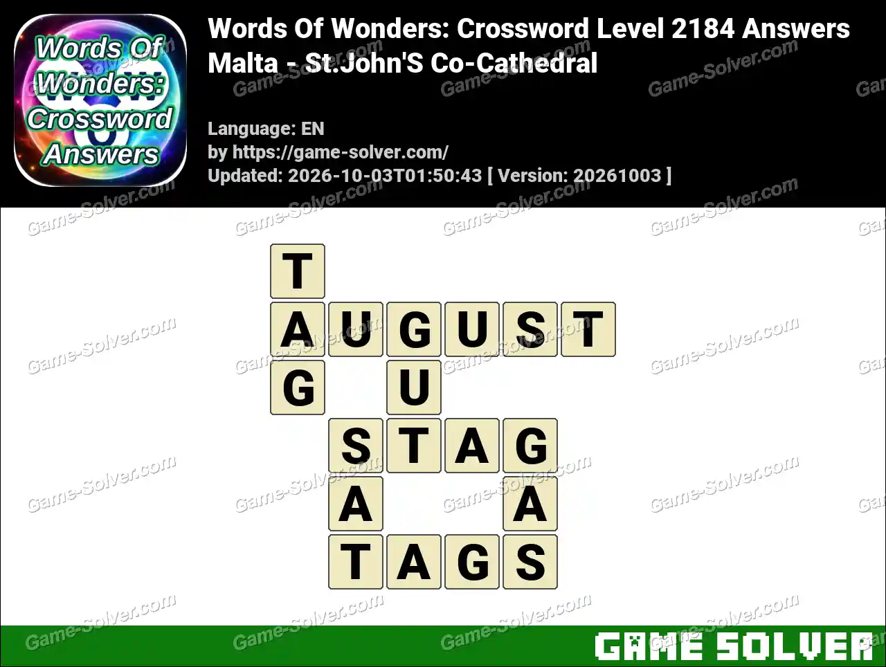 Words Of Wonders: Crossword Level 2184 Answers – Malta – St.John’S Co-Cathedral
